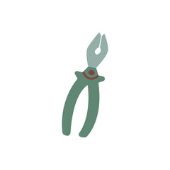 Pliers, vise. Handheld household repair tool. Colorful vector illustration isolated hand drawn