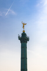 Fototapeta na wymiar Paris, place de la Bastille, column with statue of the golden angel