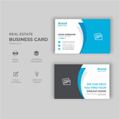  Real Estate Business Card design. Corporate identity card template flat stely