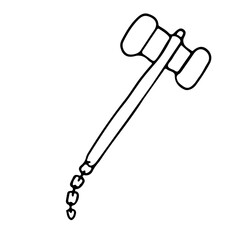 Large metal hammer in doodle style isolated.