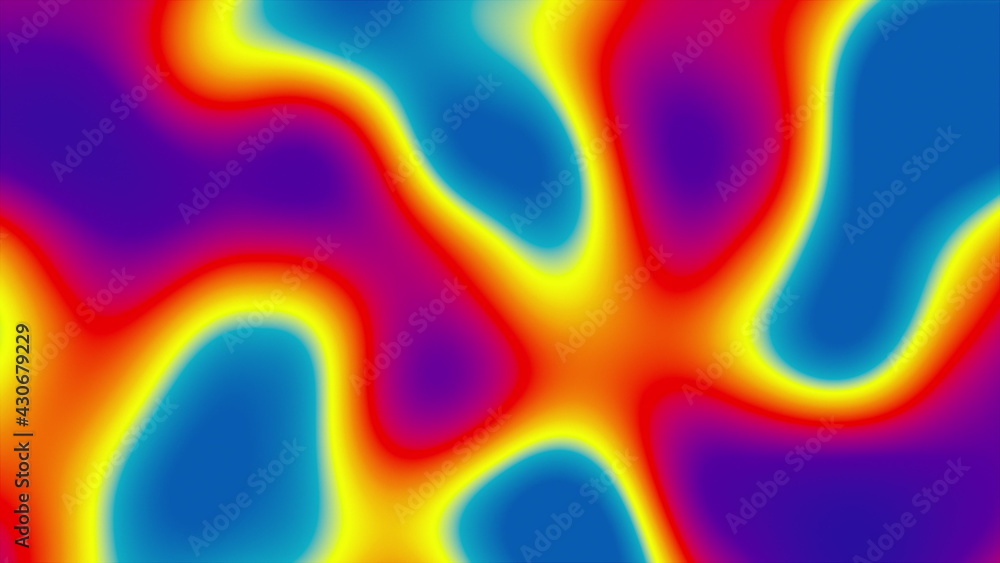 Poster elongated geometric 3d render drops with bright psychedelic designs and pigments blur. floating dyna