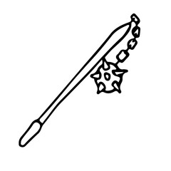 Morning star dubina on a chain in doodle style isolated.