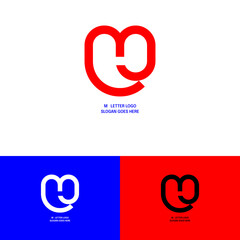 Minimal unique type M letter logo.