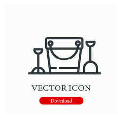 Sand bucket vector icon.  Editable stroke. Linear style sign for use on web design and mobile apps, logo. Symbol illustration. Pixel vector graphics - Vector