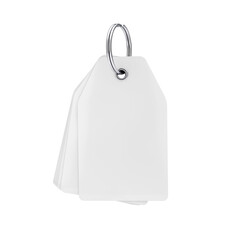 Fototapeta premium Stack of White Blank Tags with Free Space for Your Design on a Key Ring. 3d Rendering