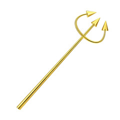 Golden Devil Halloween Day Celebration Trident or Pitchfork. 3d Rendering