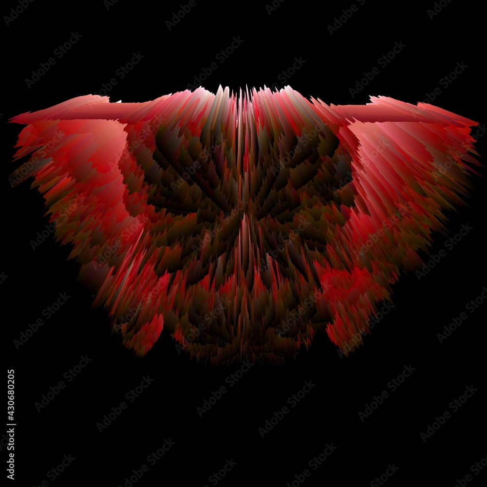 Aufkleber floral fantasy pattern and 3d exploding surface view designs in shades of pink and red