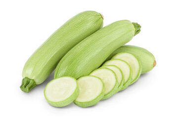 zucchini or marrow isolated on white background with clipping path and full depth of field