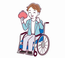 Obraz premium 車椅子に乗った男の子