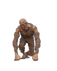 3D illustration of a zombie mummy fantasy monster crawling on the ground isolated on white. © IG Digital Arts