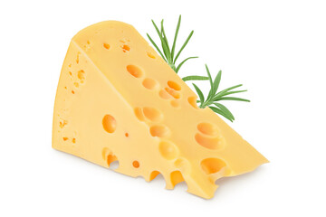 piece of cheese isolated on white background with clipping path and full depth of field