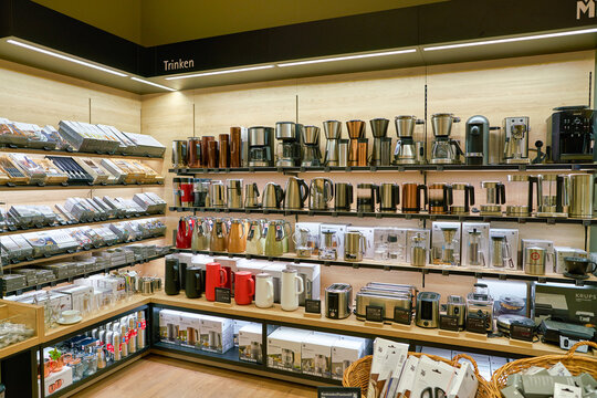 BERLIN, GERMANY - CIRCA SEPTEMBER, 2019: interior shot of WMF store in Mall of Berlin. WMF Group is a German tableware manufacturer