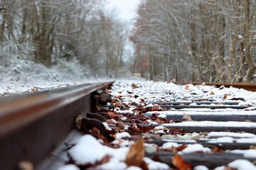 snow covered railroad