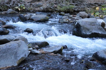 water flowing over rocks