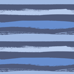 drawn pattern with horizontal irregular blue and dark blue stripes painted in gouache on a dark blue background in a naive style for textile 
