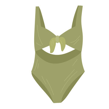 green swimsuit with bow detail clip art preview