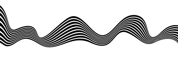 Abstract element with wavy, curved lines. Vector illustration of stripes with optical illusion.