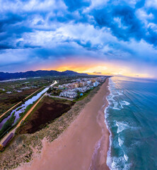 Fotograf&iacute;a a&eacute;rea de la playa de Xeraco (Valencia). Tomada desde un drone.