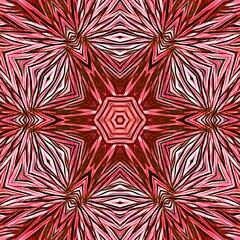 hexagonal floral fantasy pattern and designs in shades of pink and red