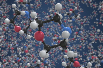 Morpholine molecule, ball-and-stick molecular model. Chemical 3d rendering
