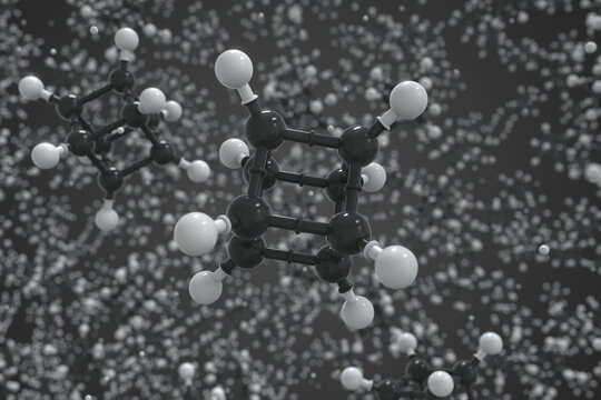 Cubane molecule made with balls, scientific molecular model. Chemical 3d rendering