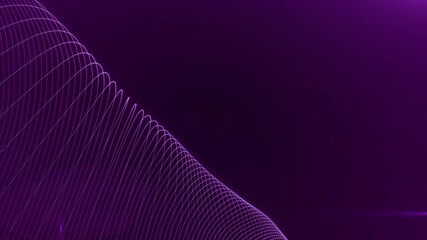 Abstract background with digital waves particles on waving stripes. Animation of seamless loopgood for youtube intro or outro in the left side with space for title, logo or score background 4K Ultra