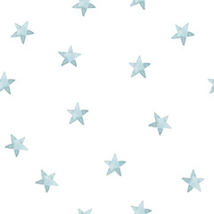Obraz premium Seamless pattern with abstract grey stars on white background, watercolor illustration