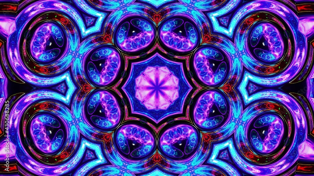 Poster stylish 3d abstract bg with wavy structure. liquid symmetrical iridescent pattern like kaleidoscope 