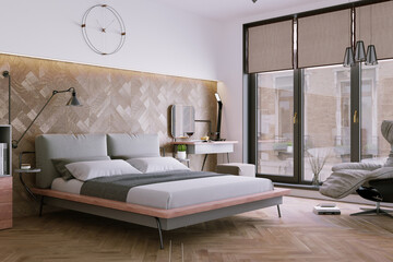 3d rendering loft style bedroom