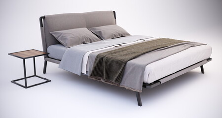 3d rendering bed for bedroom in loft style