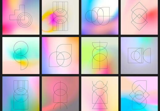 Gradient Texture Art Kit with Editable Geometric Elements