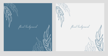 Minimal floral background for greeting cards, invitations, postcards, social media posts