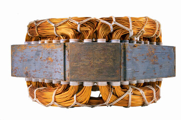 Copper winding of the electric motor. Spare parts for the repair of electrical appliances.