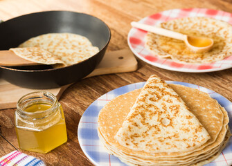 Pancakes. Traditional Russian food.