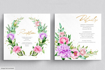 romantic watercolor peonies invitation card set