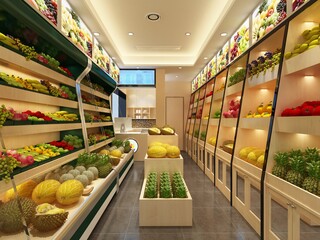 3d render of fruits and vegetable grocery