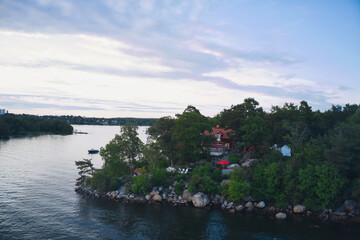 Fjaderholmarna island, SWEDEN - June 13, 2020. Fjaderholmarna island in the archipelago of Stockholm. photo taken by drone. High quality photo