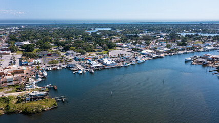 Fototapeta na wymiar Tarpon Springs Florida Sponge Docks Fishing boats Gulf Coast