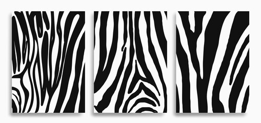 monochrome dark black abstract curved wavy vertical linear hand drawn zebra like skin pattern for background, wallpaper, banner, label etc. vector design © Nitiwa