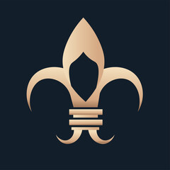 fleur de lis original blue elegant emblem icon - Vector
