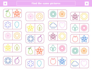  logic game for children. find and connect identical shapes