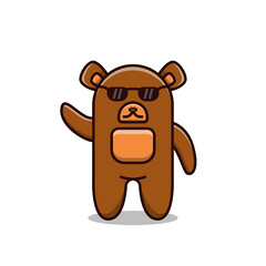 Cartoon Bear Wearing Sunglasses Vector Icon concept illustration