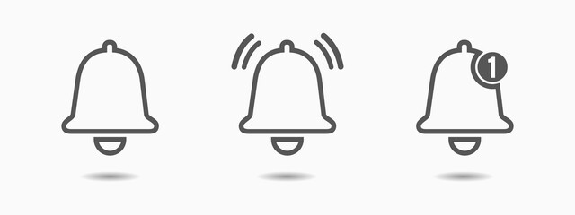 simple isolated outline shape set of bell element for icon, symbols, sign, logo, sound, massage, interface, announcement, alarm, notification etc. flat vector design.