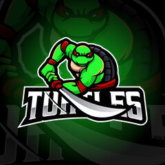 Turtle mascot logo design vector with modern illustration concept style for badge, emblem and t-shirt printing. Turtles illustration for esport gaming team