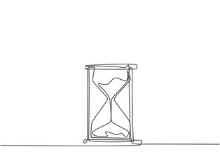 Single continuous line drawing of old retro hourglass. Classic vintage sandglass timepiece concept. Dynamic one line draw graphic design vector illustration