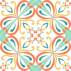 Tile seamless pattern design. With colourful motifs background.