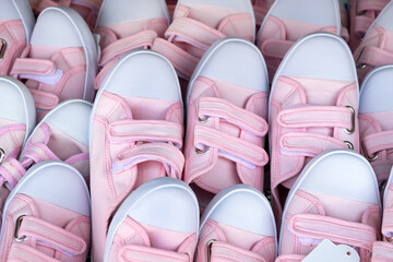A pink Kids sneakers Gumshoes Unbranded modern new in low price sport shoes. Fashion for Children kids, heap in market rubber shoes patchwork boarding canvas for girls.