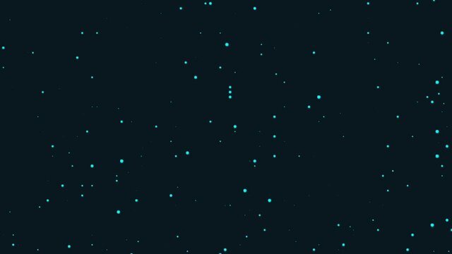 Abstract black sky with tiny white stars, falling snow background animation