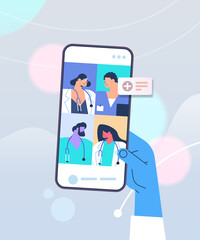 patient discussing with doctors on smartphone screens during video call online consultation medicine healthcare