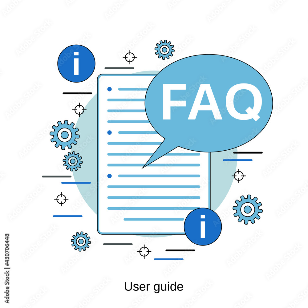 Aufkleber faq, user guide, tutorial flat design style vector concept illustration